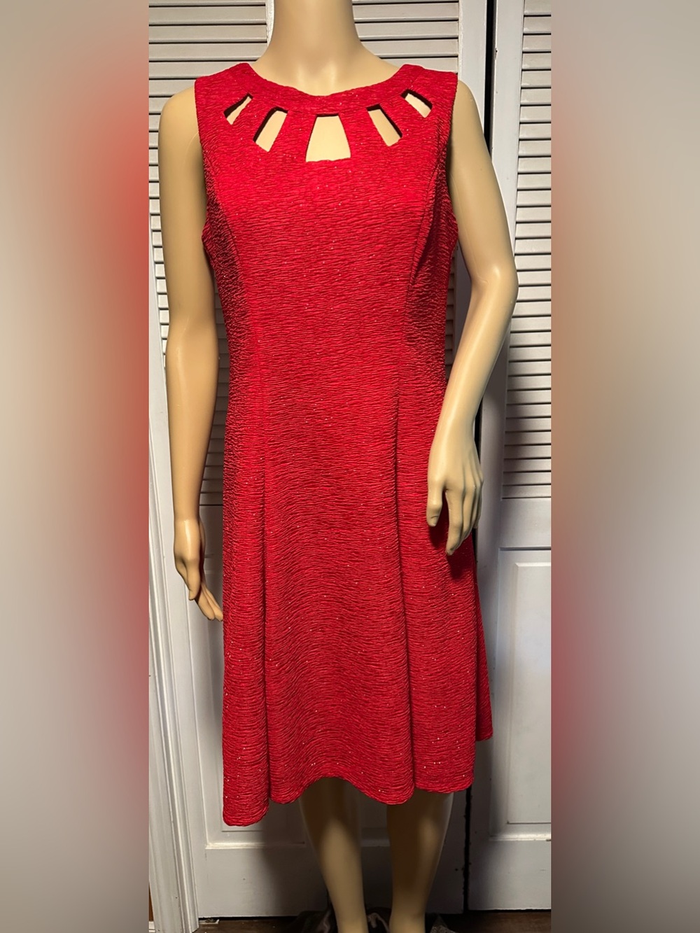 Alyx Red Party Dress Fit & Flare Sleeveless with Cut Outs & Sparkles 8